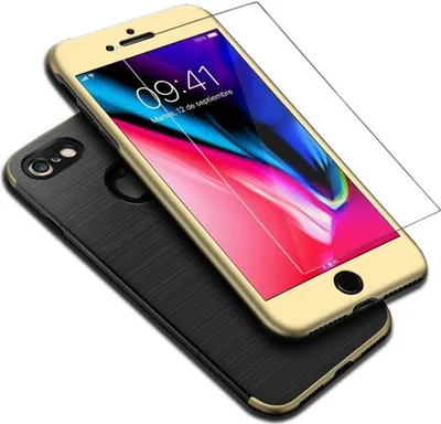 Produktbild von Apple iPhone 8 2 in 1 Handyhülle 360 Grad Full Cover Case Gold