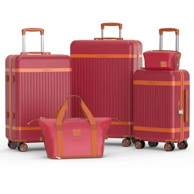 Produktbild von Trolleyset Hartschalen-Koffer set (M, L,XL) Rollkoffer, Reisekoffer Handgepäck 4 Rollen, ABS-Material, TSA Zollschloss Rot