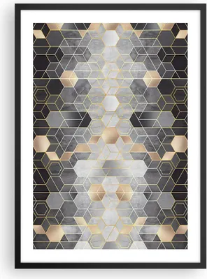 Produktbild von Gerahmtes Poster - Schwarzer Rahmen - Geometrisch Abstraktion Sechsecke - 50x70 cm - Wand Bild - Wanddeko - Wandbilder - Kunstposter - Wandposter - Bilderrahmen - Bilder - Kunstdruck - P2BPA50x70-4776