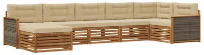 Produktbild von vidaXL Outdoor-Sofagarnitur mit Kissen 7 pcs Natur und Beige