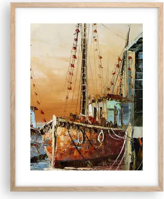 Produktbild von Gerahmtes Poster - Rahmen in heller Eiche - Kutter Hafen Öl - 40x50 cm - Wand Bild - Wanddeko - Wandbilder - Kunstposter - Wandposter - Bilderrahmen - Bilder - Kunstdruck - Wandbild - P2NPA40x50-4216