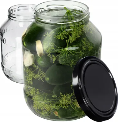 Image de KADAX Bocaux avec couvercle noir "Albi", Bocal à conserves, Bocaux à conserves, 100 mm, 2.5L, 2 pièces