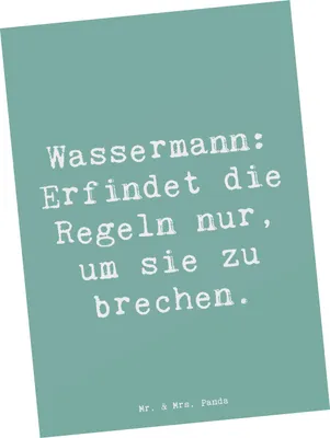 Produktbild von Mr. & Mrs. Panda Grußkarte Spruch Wassermann Freigeist - Meeresbrise - Geschenk, Kunstkarten, Tierkreiszeichen, Geschenke Astrologie, Ansichtskarte, Kreativität, Horoskop