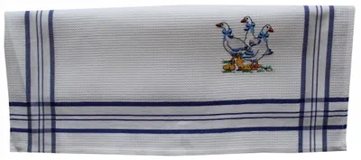 Produktbild von Triolino Waffelpiqué Geschirrtuch 50x70 Baumwolle | Saugstark & Fusselfrei, Grösse:50 cm x 70 cm, Farbe:blaue Streifen - Gänse