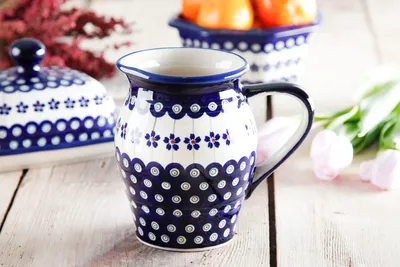Produktbild von Bunzlauer Keramik TEEKANNE Gemustert Blau KAFFEEKANNE 166A 0,8 L