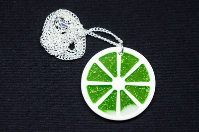Produktbild von Limettenscheibe Kette Halskette 45cm Limette Orange Zitrone Fruchtscheibe grün