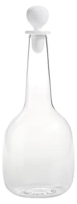 Zdjęcie produktu dla Butelka Saffron Bilia z białego szkła borokrzemowego, ręcznie robiona, minimalistyczny design, idealna do serwowania wody w wyrafinowanym stylu.