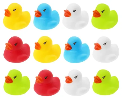 Produktbild von 12er WELLGRO Badeenten Set – Gummienten Rubber Ducks für Kinder & Babys – Badewannenspielzeug Baby, Wasser Spielzeug Kinder, Mini Badeenten Set, Geschenk, Party Mitgebsel & Deko – BPA-frei