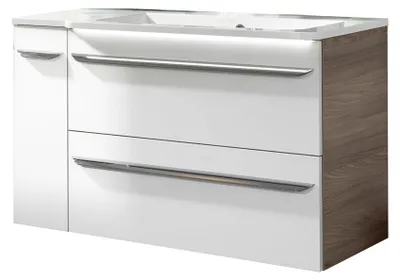 Produktbild von Fackelmann LUXOR Badmöbel Set 3-teilig 100 cm, Braun/Weiß + Unterschrank rechts