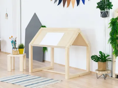 Obrázok produktu pre Benlemi Detský kresliaci domčekový stolík ART Prírodný Imitácia bez laku