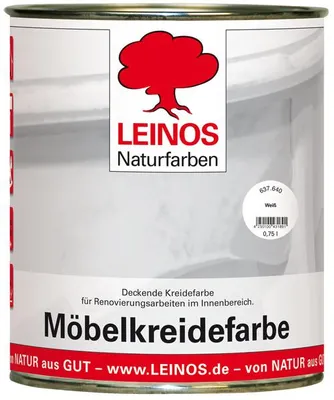 Produktbild von LEINOS Möbelkreidefarbe Weiß 0,75 l für Möbel innen, lösemittelfrei, matt