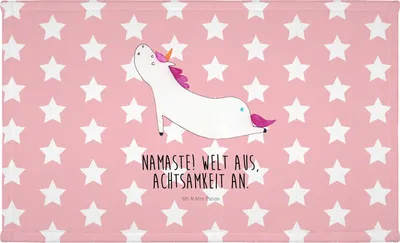 Produktbild von Mr. & Mrs. Panda Handtuch Einhorn Yoga - Rot Pastell - Geschenk, Achtsamkeit, 50x100, Süß, Namaste, Flauschtuch, Unicorn, Einhörner, Händehandtuch, gesichtshandtuch