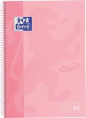 Produktbild von Oxford - School Touch Peabook-Spiralblock, ft A4+, 160 Seiten, kariert 5 mm, Pastellrosa