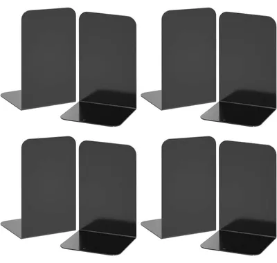 Zdjęcie produktu dla Metalowe podkładki pod książki, 8 sztuk, wytrzymałe, czarne, antypoślizgowe, 20 cm x 14 cm
