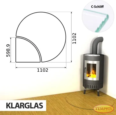Produktbild von AKTION !  Kaminbodenplatte & Funkenschutzplatte - Funkenschutz für Kamin & Ofen - geteilte Saisonplatte Edmonton - Klarglas