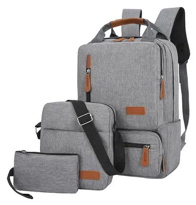 Produktbild von 3er-Set Rucksack für Damen und Herren Laptop-Rucksack Umhängetasche Kleine Tasche für Reisen Schule Arbeit College Passend für Geräte bis zu 14,5 Zoll