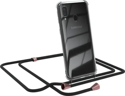 Produktbild von EAZY CASE Handykette kompatibel mit Samsung Galaxy A40, Handyhülle mit Umhängeband, Handykordel, Schutzhülle Clear, Band in Schwarz