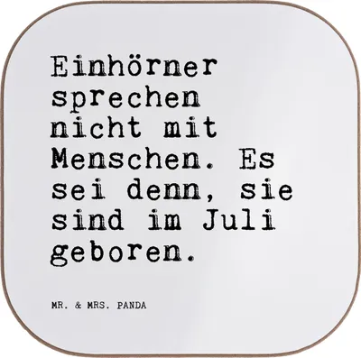 Produktbild von Mr. & Mrs. Panda Untersetzer Glas Einhörner sprechen nicht mit... - Weiß - Geschenk, Sprüche, Freundin, Unicorn, Coaster, Tassen, für Gläser, Holzuntersetzer