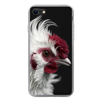 Produktbild von MuchoWow® Handyhülle Schutzhülle Hülle für iPhone 7 Huhn - Vogel - Schwarz Silikon Softcase Handy Hülle - Kartenhalter