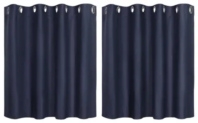 2er-Set Vitragengardine marineblau 90x132 cm blickdicht Polyester