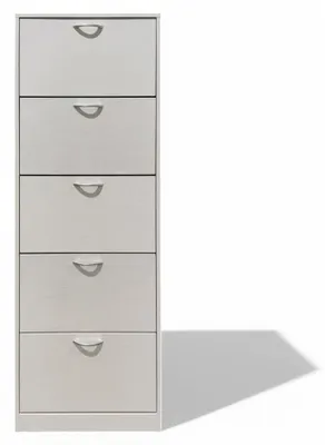 Image de Meuble à chaussures à 5 portes en aggloméré bilaminé blanc, 60 x 24 x H 180 cm