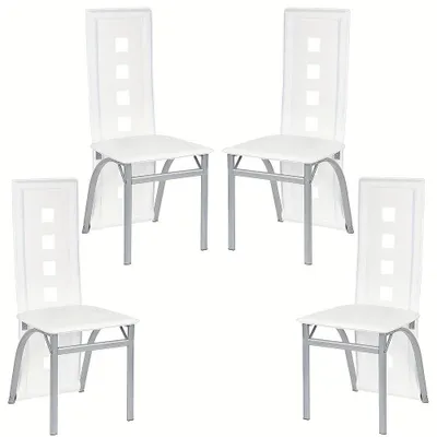 Immagine prodotto di Set di 4 sedie da pranzo - bianco, ecopelle - gambe cromate - design moderno