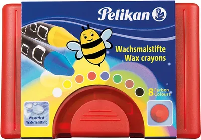 Produktbild von Pelikan Wachsmalstifte wasserfest Kunststoff-Etui mit 8 dicken runden Stiften und Schaber