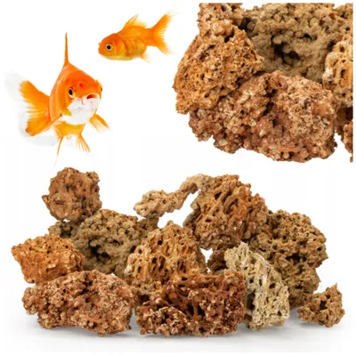 Produktbild von Aquarium Steine Wapień Korallowy Mix Set 10 kg, Naturstein Wapfen für Aquarium Deko, Tanganika und Malawi, rot-gelb