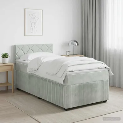 Immagine prodotto di Maison Exclusive - Letto boxspring con materasso grigio chiaro 90 x 190 cm velluto