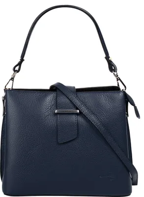 Produktbild von Damen Handtasche aus italienischem Leder, blau, H21xB25xT12 cm, mit abnehmbarem Schultergurt
