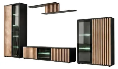 Zdjęcie produktu dla Meblościanka CAMERON LED hickory jackson/czarna