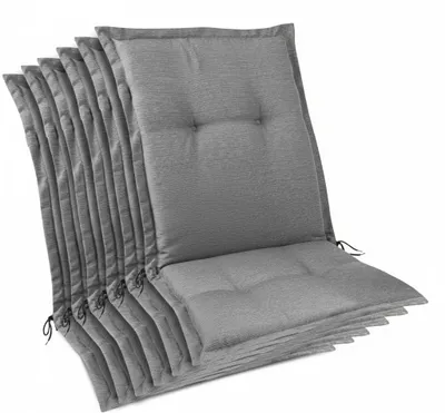 Produktbild von Beautissu 6er Set Premium Gartenstuhlauflage Niedriglehner 105x50x7cm, Hellgrau