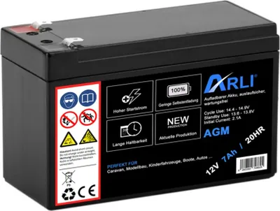Produktbild von ARLI AGM Blei Akku 12V 7Ah 20HR