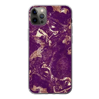 Produktbild von MuchoWow® Handyhülle Schutzhülle Hülle für iPhone 12 Pro Max Naturstein - Kalkstein - Gold Silikon Softcase Handy Hülle - Hartschale