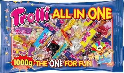 Produktbild von Trolli All in One Fruchtgummi-Mix 50 Minibeutel á 20g, für Karneval oder Party, 1000g