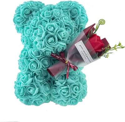 Rosen-Teddybär mit Geschenkbox, grün, 25 cm
