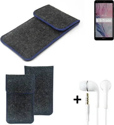 Produktbild von K-S-Trade Handy Schutz Hülle kompatibel mit Nokia C01 Plus Schutzhülle Handyhülle Filztasche Pouch Tasche Case Sleeve Filzhülle dunkelgrau, blauer