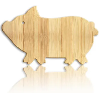 Produktbild von Schweineförmiges Holzschneidebrett aus Bambus mit Aufhängeloch
