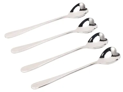 Espressolöffel Edelstahl, 4 Stück, herzförmig, Mini-Teelöffel