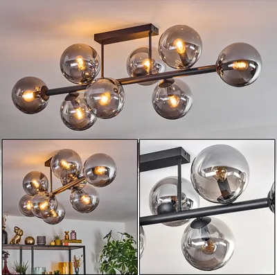 Produktbild von Fossobiubo Deckenlampe aus Metall/Glas in Schwarz/Rauchfarben