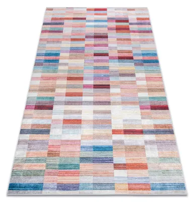 Image de Tapis lavable ANDRE 2295 Rayures antidérapant - rose / bleu multicolore 160x220 cm
