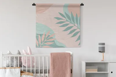 Produktbild von MuchoWow® Wandteppich Wandbehang Sommer - Blätter - Tropisch 90x90 cm Tapisserie Dekoration Wandtuch - Wandaufhänger