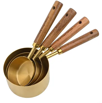 Produktbild von Messlöffel-Set aus Edelstahl mit Holzgriffen