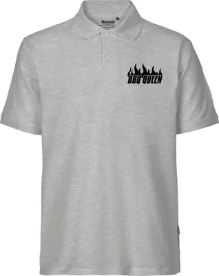 Produktbild von Huuraa Herren Polo Shirt BBQ Queen Flammen XXL Sport Grey Bio Baumwolle Fairtrade Poloshirt Geschenkidee