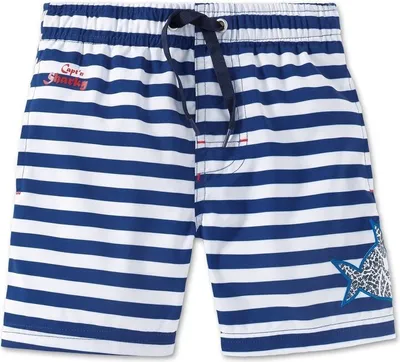 Produktbild von blau-weiß geringelte Badeshorts für Jungenaus der beliebten SCHIESSER-Badekollektion Capt´n SharkyGröße 92