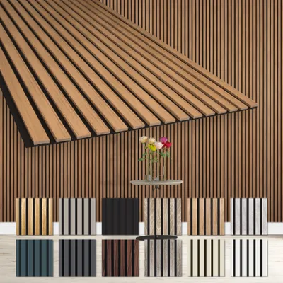 Produktbild von HEXIM Akustikpaneele 278x60cm - flexible Lamellenwand Holz MDF Wandpaneele Lamellenverkleidung Wandverkleidung Innendekoration schalldämmend (1 Paneel / 1,67 m² Teak - AP09)