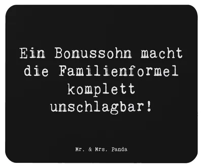Produktbild von Mr. & Mrs. Panda Mousepad Spruch Unschlagbarer Bonussohn - Schwarz - Geschenk, Familienbeziehung, Familienbindung, Jubiläen, laptop, Mauspad, Lächeln, Stiefsohn, pc