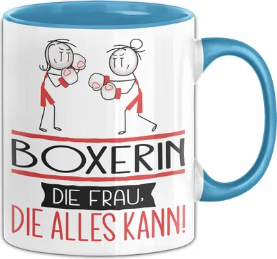 Produktbild von Boxerin Geschenk Tasse Becher Die Frau Die Allen Kann Geschenkidee für eine Boxerin Lustig (Blau)