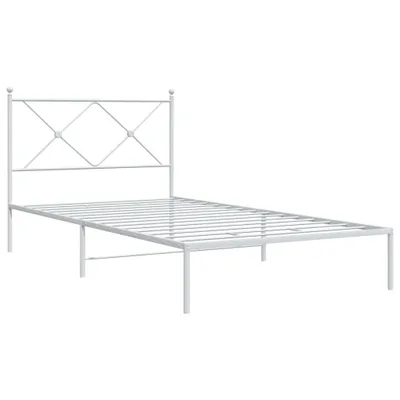 Produktbild von Bettgestell mit Kopfteil Metall Weiß 100x190 cm