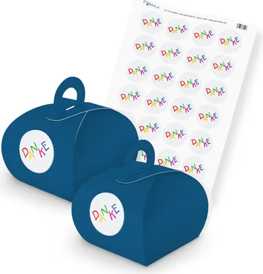 Produktbild von itenga SET DANKE Kids (Motiv 28) 24x Geschenkschachtel mit Griff dunkelblau + St